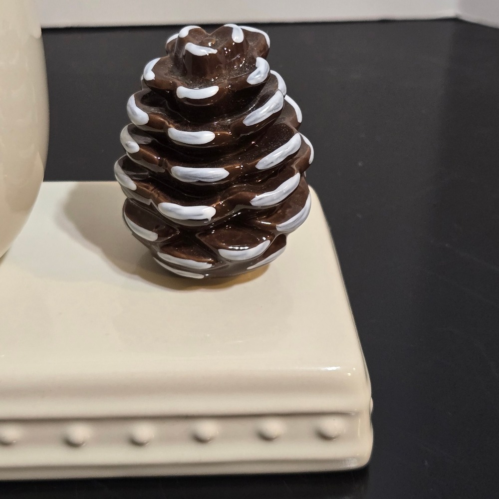 Nora Fleming Mini Pretty Pinecone Brown with Snow Tips ~ More Available